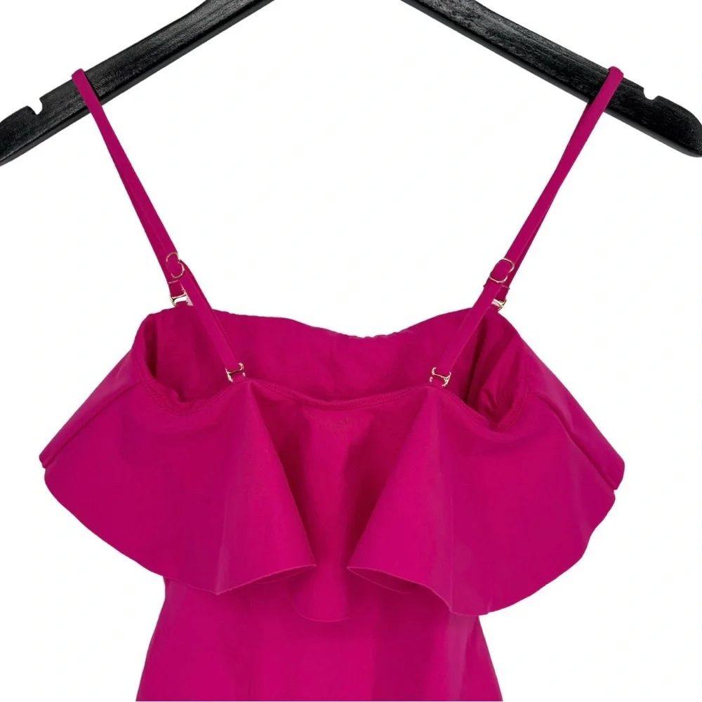 Cleobella NWT Women's XS Amelia Smocked Ruffle One-Piece Swimsuit Magenta‎ Pink